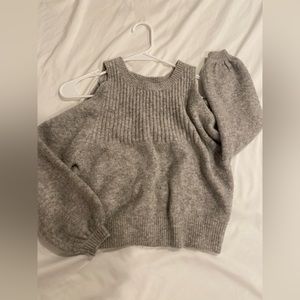 Grey No Shoulder Sweater